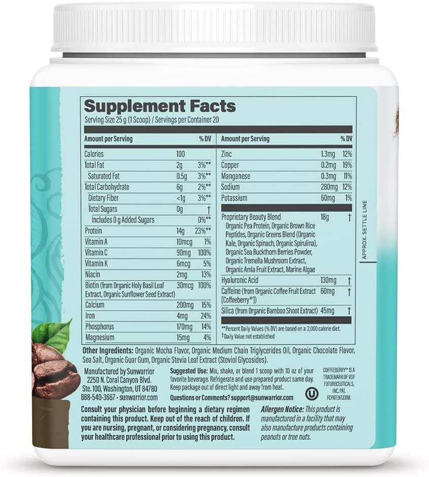 Bột thuần chay bổ sung collagen building protein peptides Sunwarrior 500g