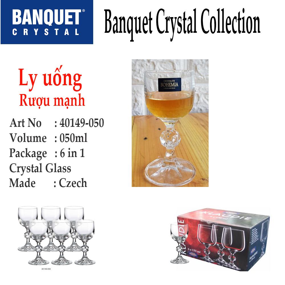 Bộ 6 ly pha lê uống rươ.u mạnh 050 ml Tiệp Khắc