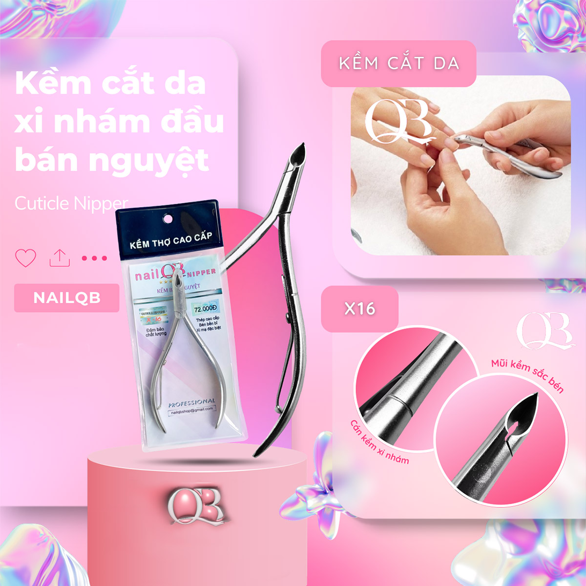[HCM]Kềm nhặt da (dụng cụ cắt da) cho nail (kềm xám) đầu bán nguyệt