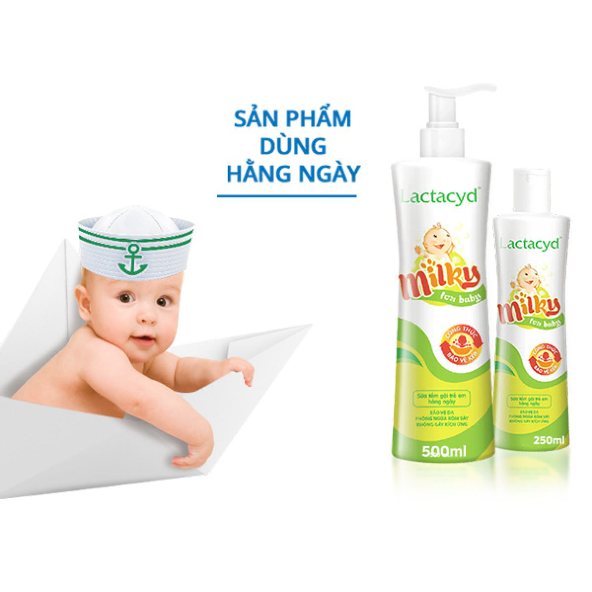 [HCM]Sữa tắm gội cho bé Lactacyd Milky 250ml