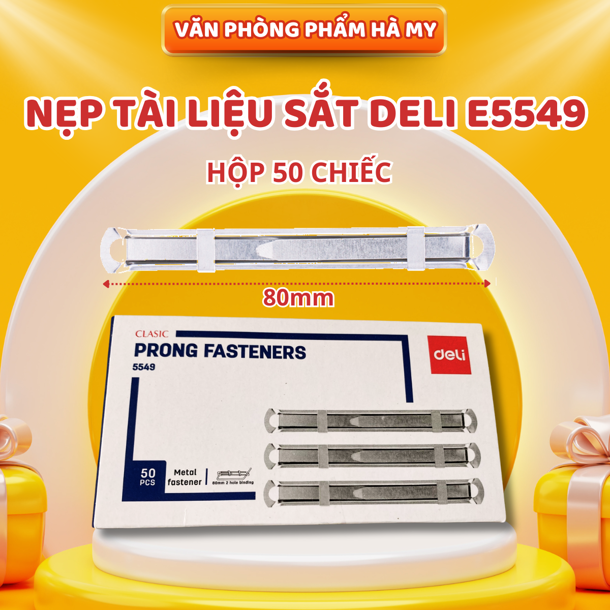 Hộp Nẹp tài liệu sắt 80mm Deli E5549