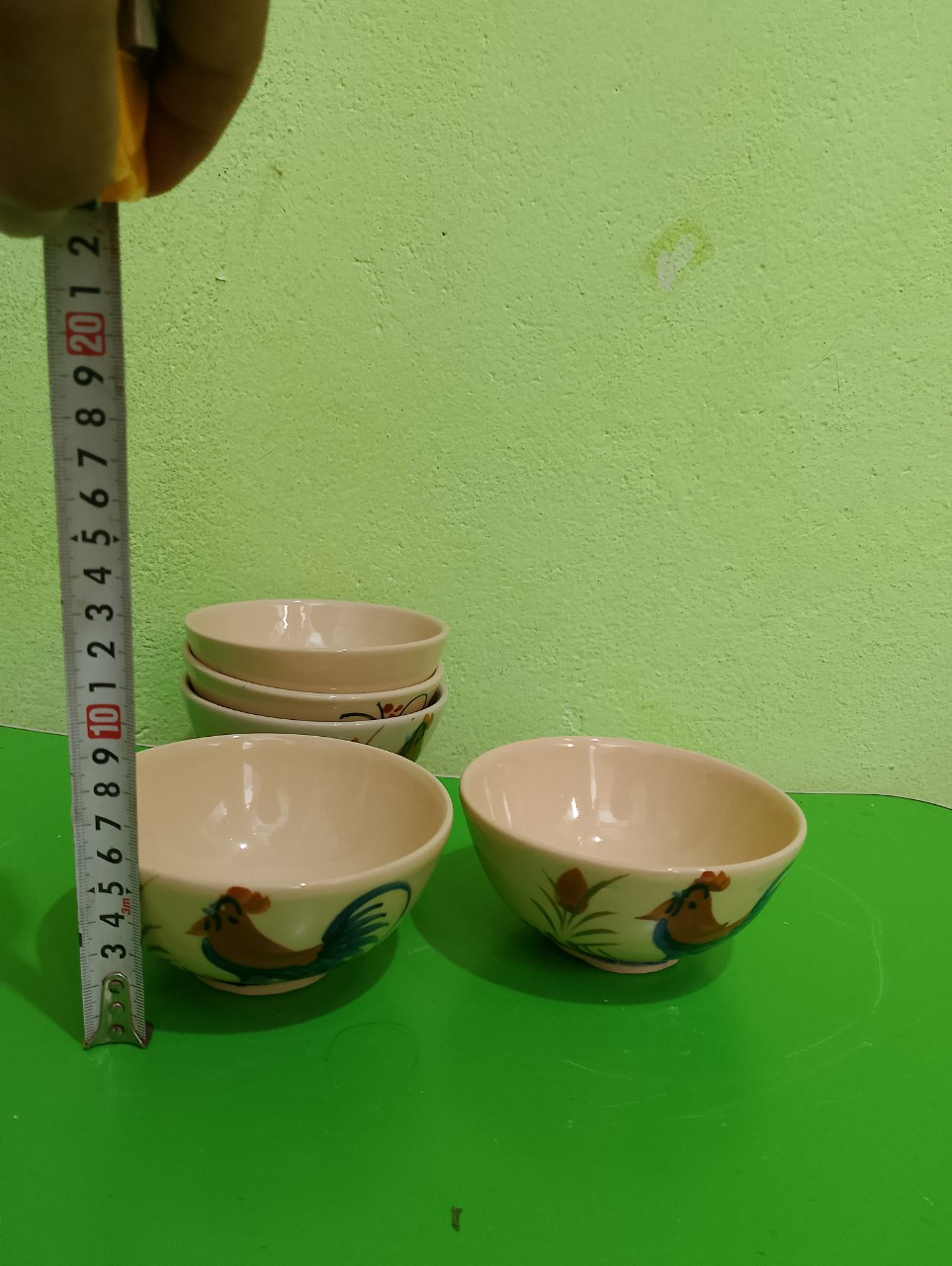 combo 10 chén cơm vẽ con gà ( loại thường sành )