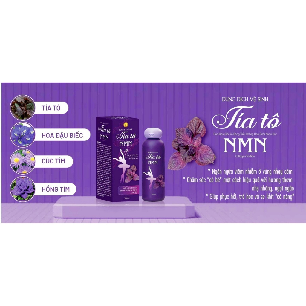 Dung dịch vệ sinh tía tô, dung dịch vệ sinh phụ nữ tía tô NMN chính hãng, ddvs tía tô loại bỏ nấm ngứa 150ml..