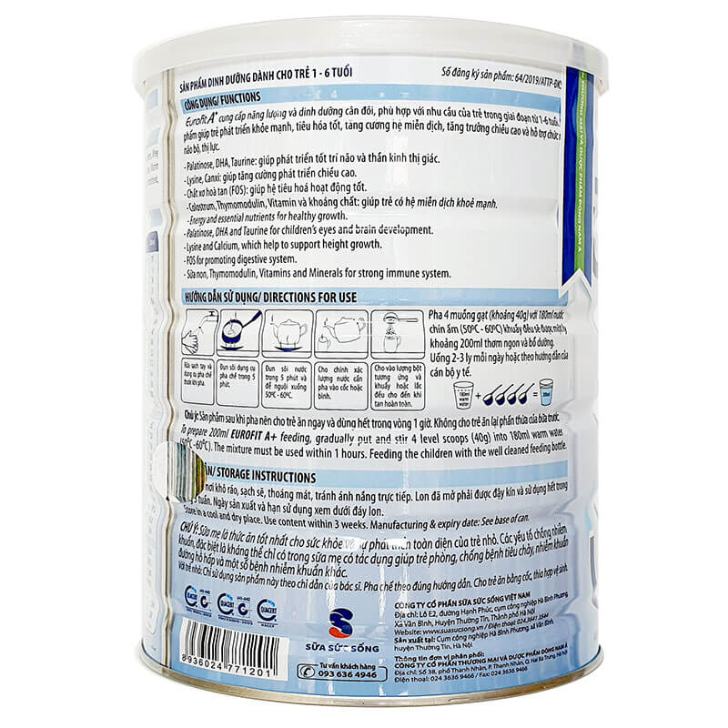 Sữa Bột Eurofit A+ 900g cho trẻ1_6 tuổi (Date 2026)