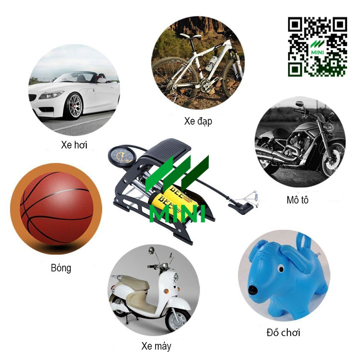 Bơm hơi (Ống bơm) BEE J44B-01 đạp chân 2 xi lanh
