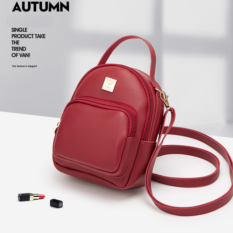 Balo Mini Nhỏ Xinh Da Trơn Đỏ Đô