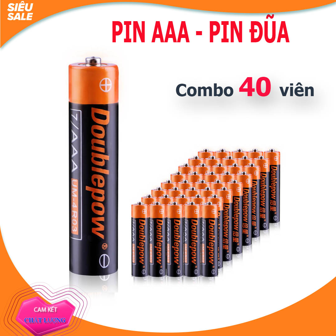 Combo 40 viên Pin tiểu (pin đũa), pin khô AAA 1,5V Doublepow