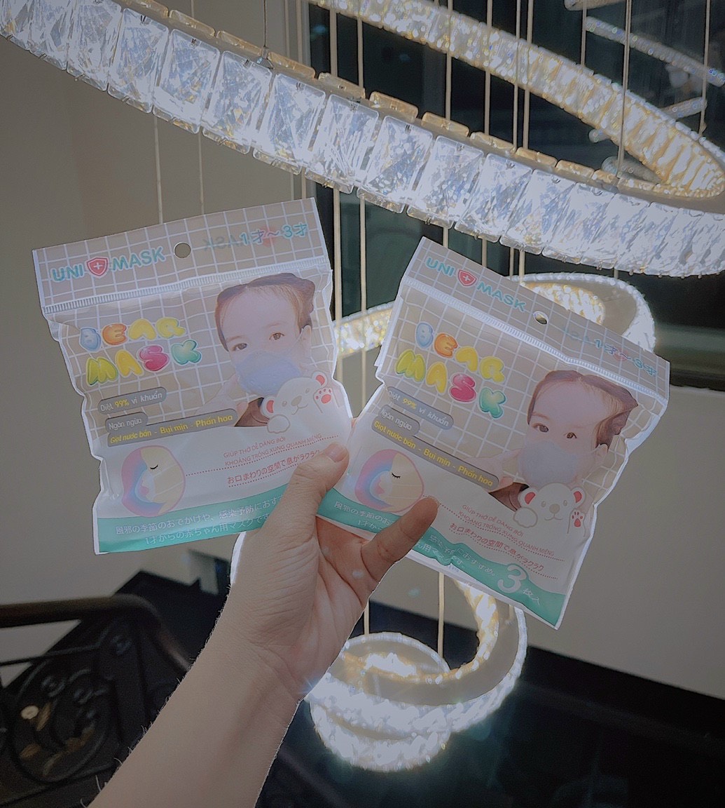 Sét 3 chiếc khẩu trang Gấu UNI Mask cho bé từ 0-3tuỏi
