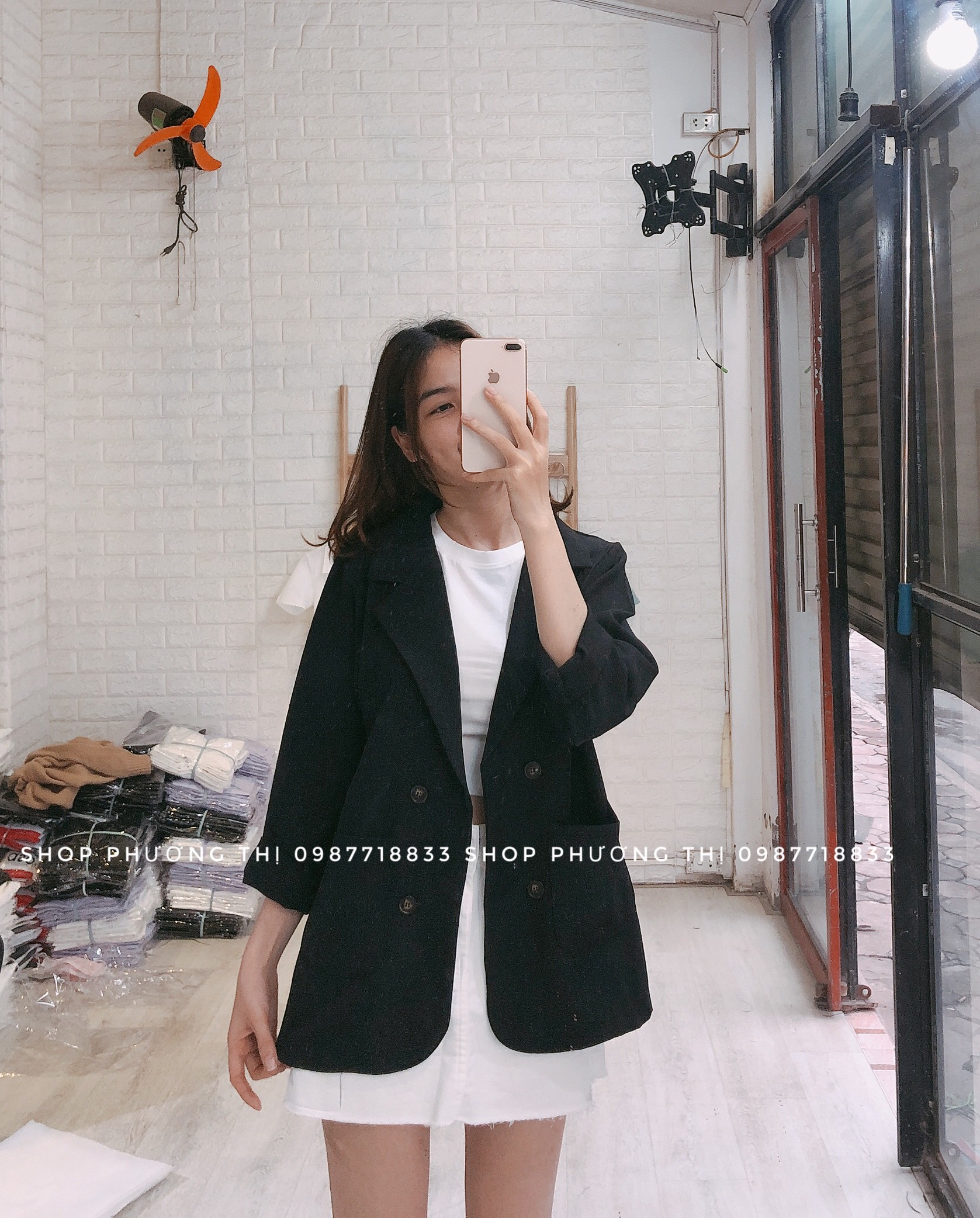 Áo blazer trơn hàn quốc 1 lớp (hình thật shop chụp/sẵn)