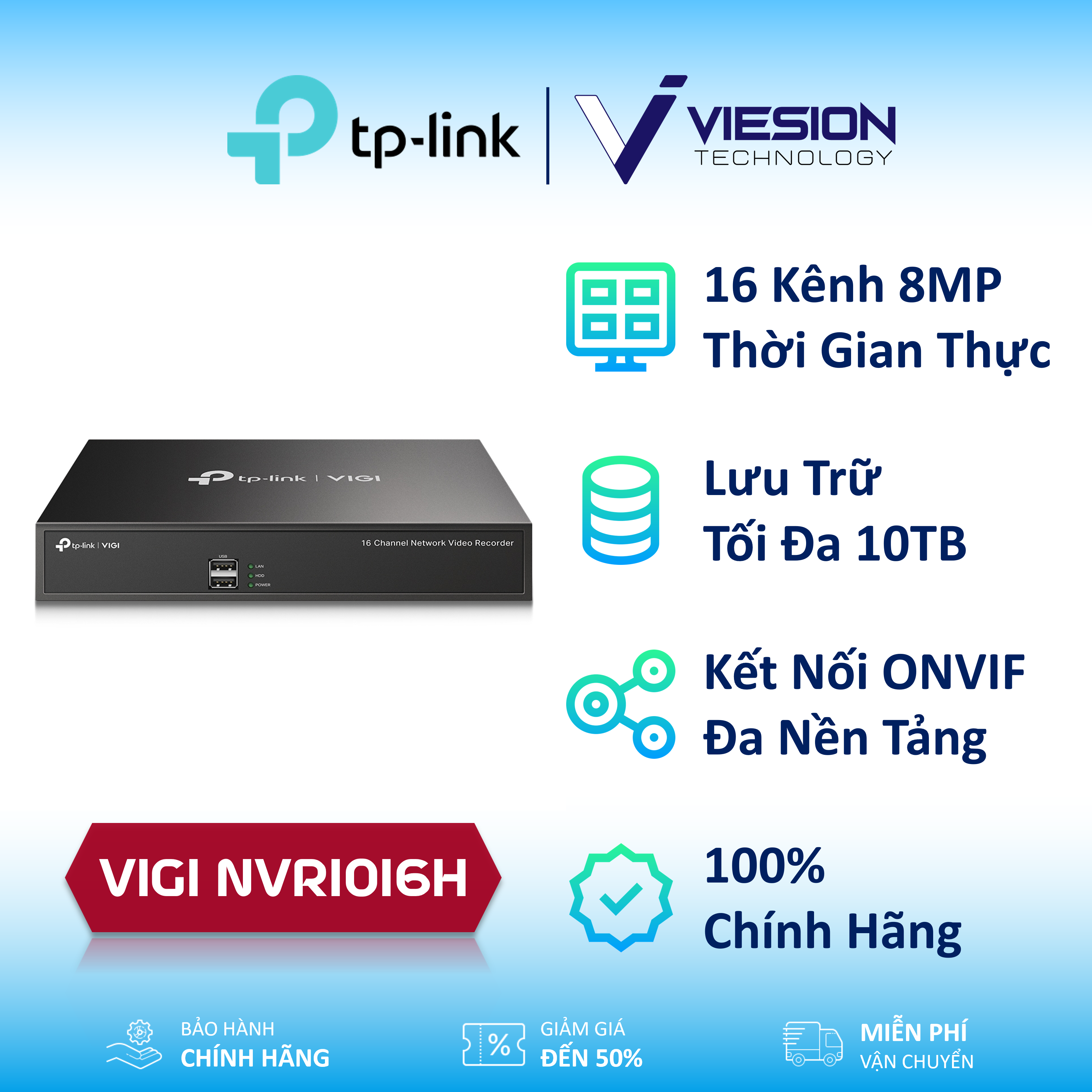 TP-Link VIGI NVR1016H - 16 Channel Network Video Recorder