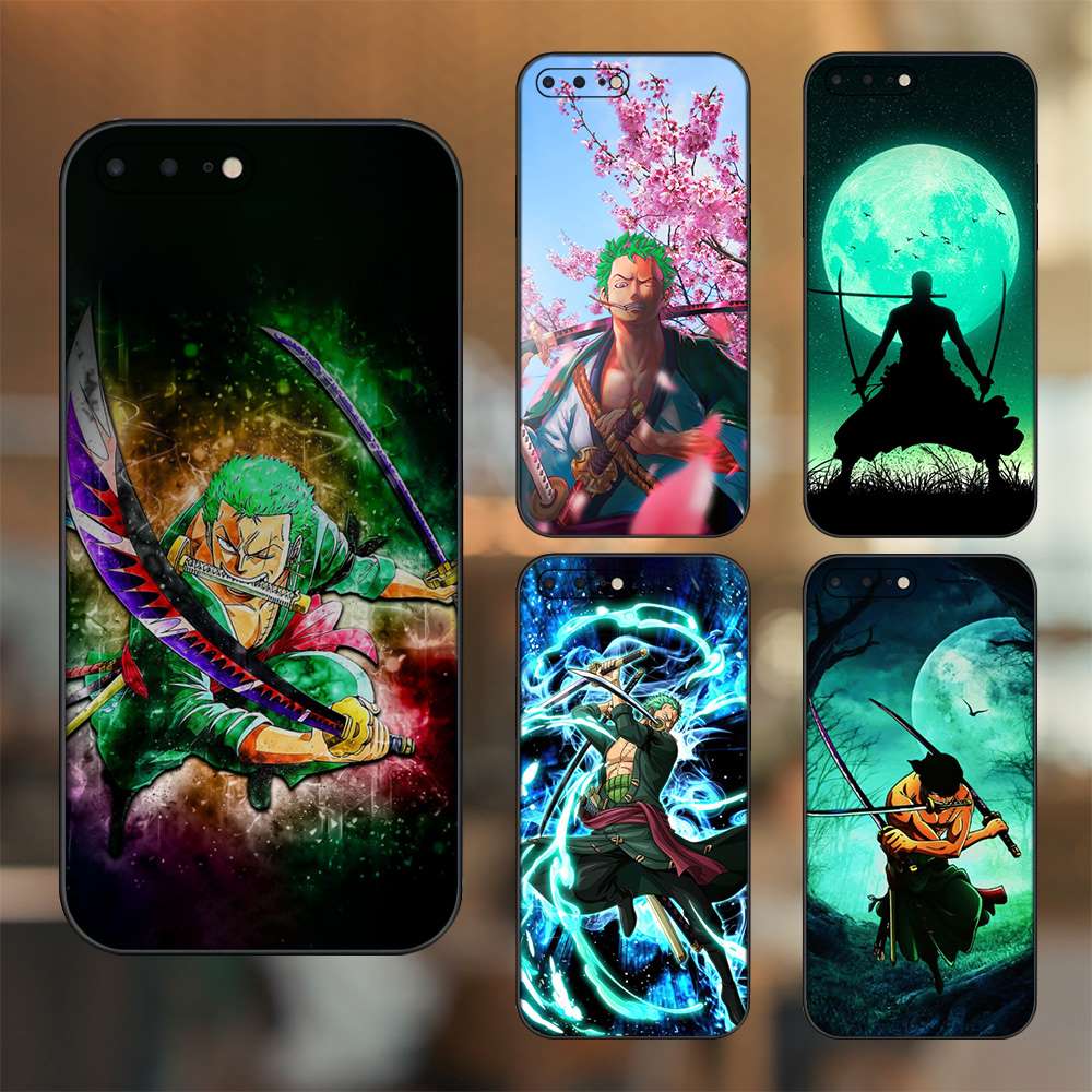 Ốp lưng iPhone 7 Plus, 8 Plus dẻo đen cạnh vuông in hình Zoro One Piece