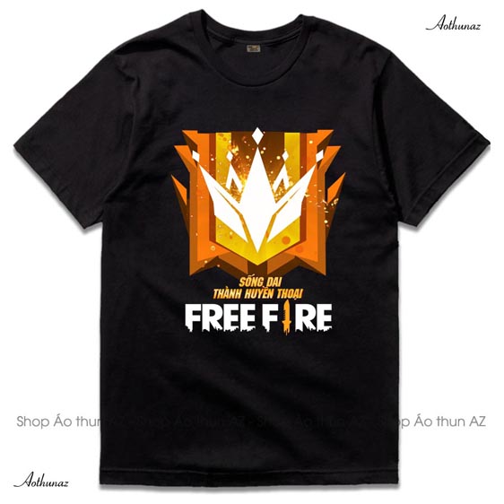 Áo thun Free Fire màu đen in logo Rank Đại Kiện Tướng - Mẫu mới F2399