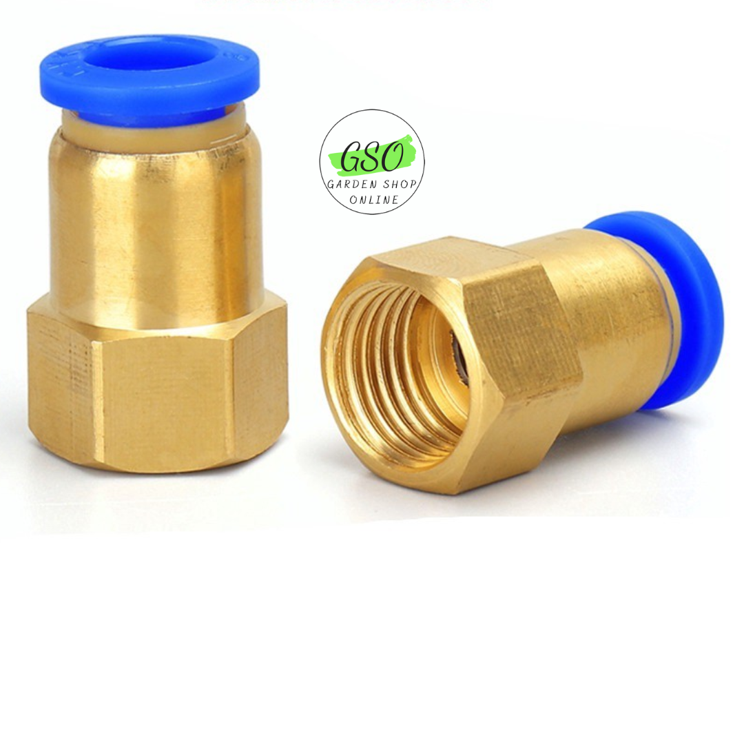 Đầu nối thẳng răng trong PCF nối ống  6mm đầy đủ ren cho khí nén, phun sương