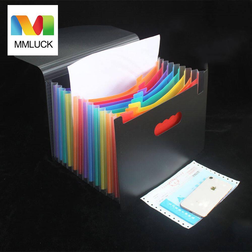 MMLUCK Large-capacity Desk Storage Waterproof Ticket Holder Documents Holder 13 Pocket Office Supplies Rainbows School Document Organizer Information book A4 Paper Folder A4 Organ Bag