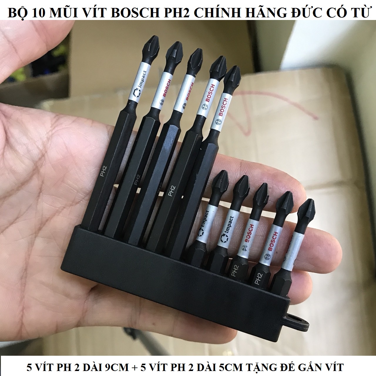 Bộ 10 Mũi vít Bosc hàng Mỹ dài 9cm - 5cm