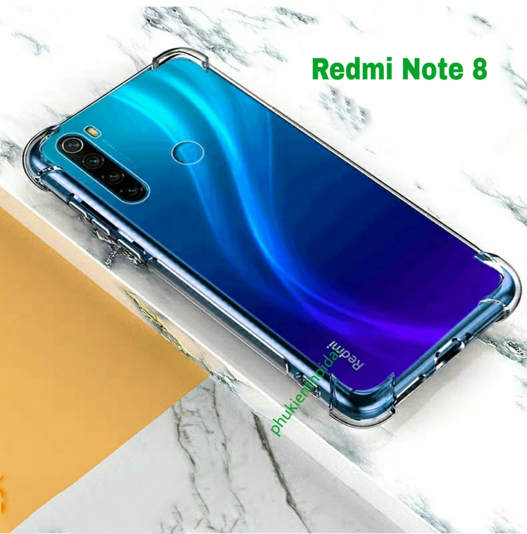 Ốp lưng Xiaomi Redmi Note 8 dẻo trong suốt lồi 4 góc hạn chế ố vàng chống va đập mạnh