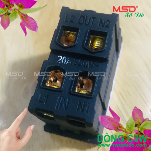 HẠT CÔNG TẮC 2 CỰC 20A  - DÒNG C3 MÀU TRẮNG [ CÔNG TẮC MÁY NƯỚC NÓNG]