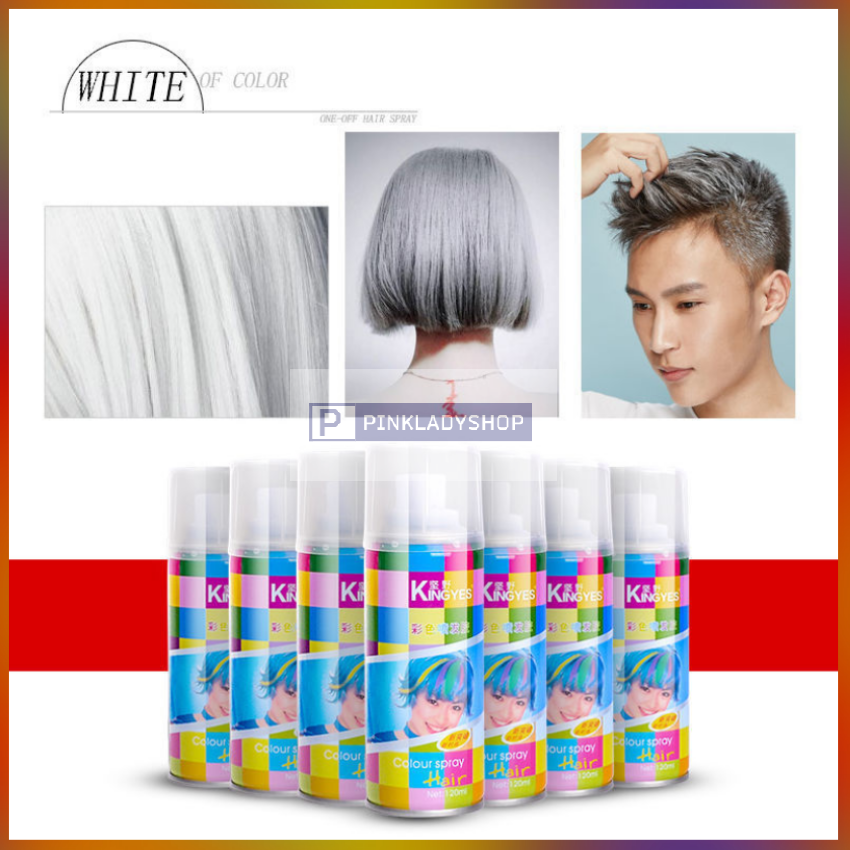 Gôm Xịt Nhuộm Tóc Màu Trắng Tạm Thời Kingyes 120ml/Chai Giữ Nếp, Tạo Kiểu Tóc, Đổi Mầu Tóc