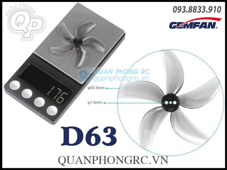 4 Cặp Cánh 3/5 Lá GEMFAN D63  (8 Pcs/Set)