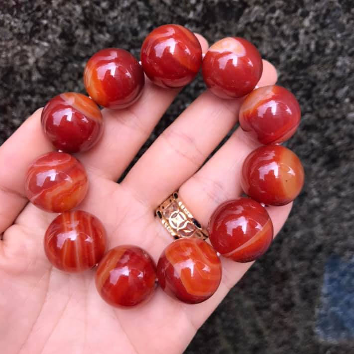 Vòng tay đá mã não đỏ size hạt 20ly