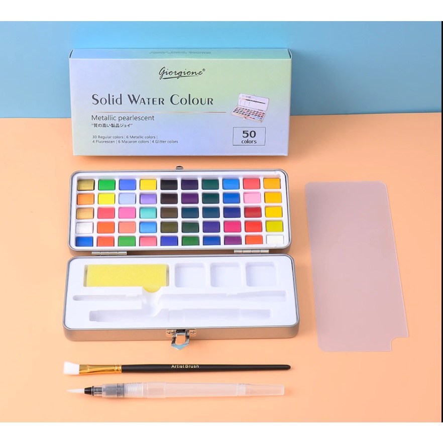 Màu nước ánh nhũ Siêu Cấp hộp Thiếc Full Giorgione 50/72/90/100 màu vẽ cute xinh yêu Lalunavn