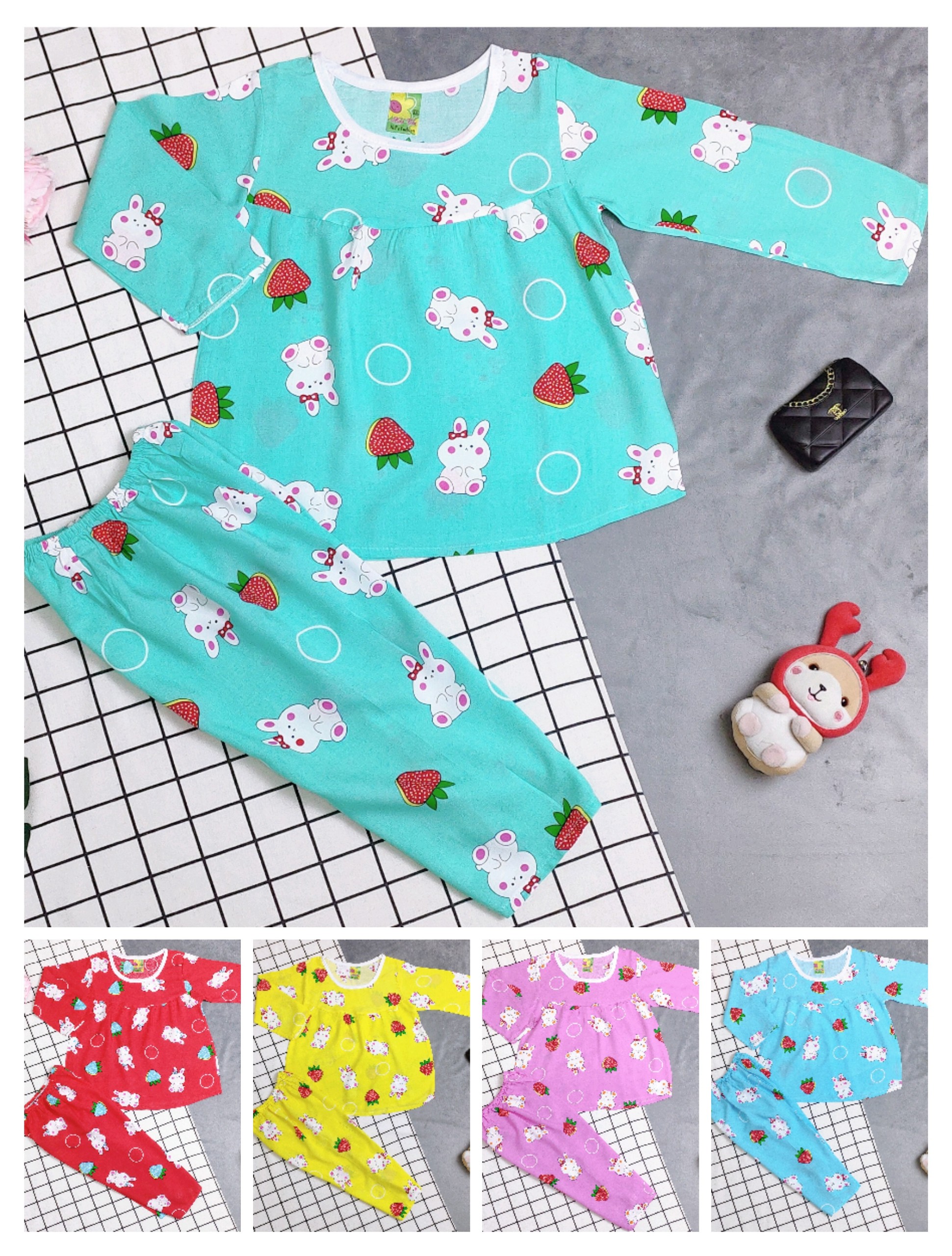 (3 bộ 3 màu 3 họa tiết khác nhau) Combo 3 bộ tole tay dài bé gái (12-18kg)