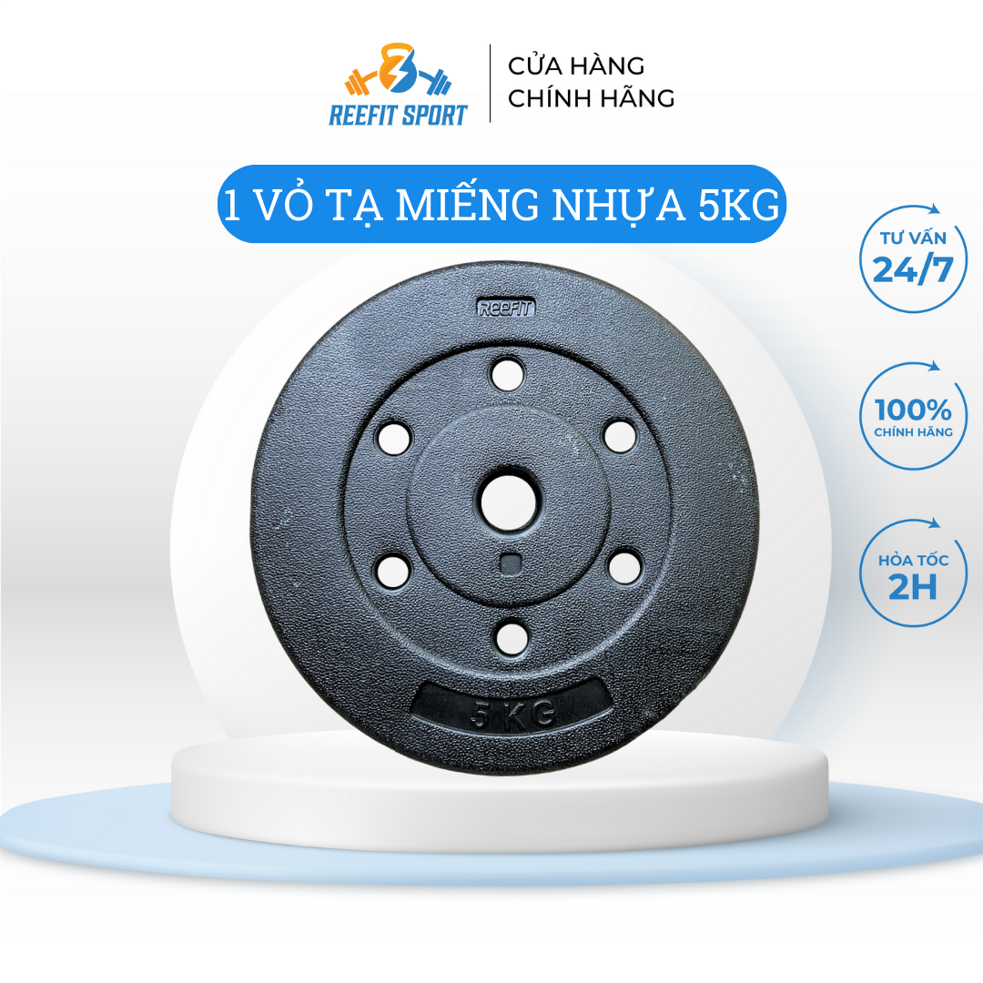 Vỏ tạ miếng tạ bánh nhựa Reefit 5kg không ruột chưa nhồi
