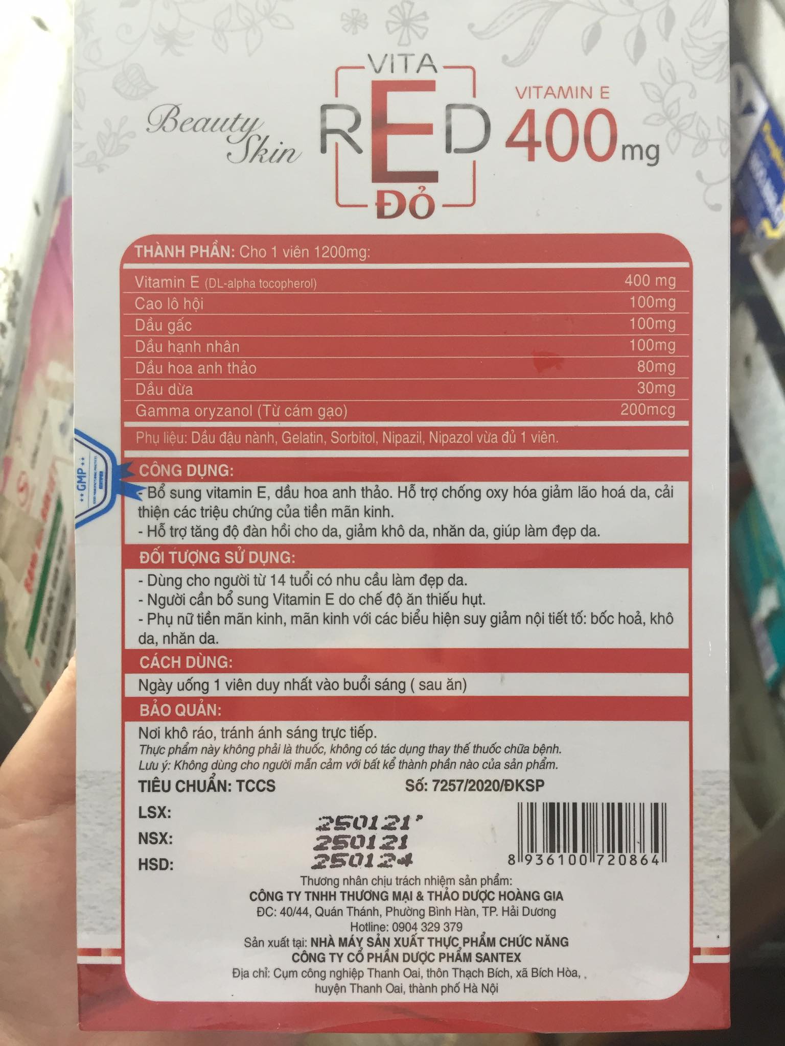 Vitamin E Đỏ 400mg - Beauty Skin Vita Red (Lọ 30 viên)