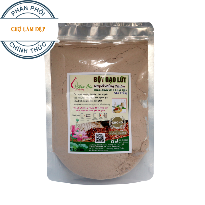 Bột Gạo lứt Huyết rồng thơm sạch Năm Đấu 500g – Thảo dược và 5 loại đậu
