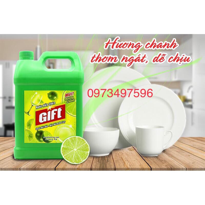 Nước Rửa Chén Bát Gift Trà Chanh Can 4Kg Siêu To