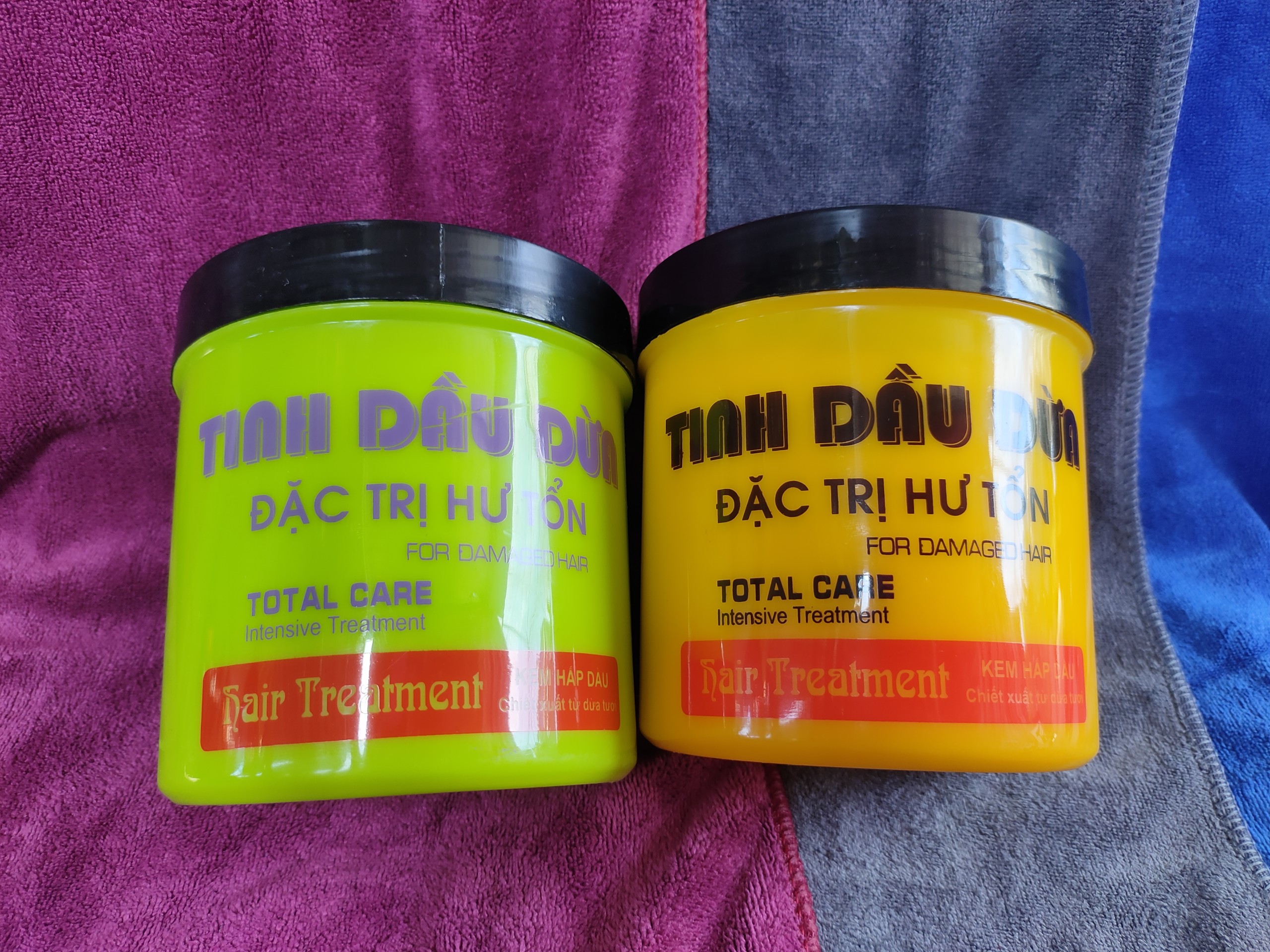 Hấp tinh dầu dừa  Đức Anh chống hư tổn tóc.