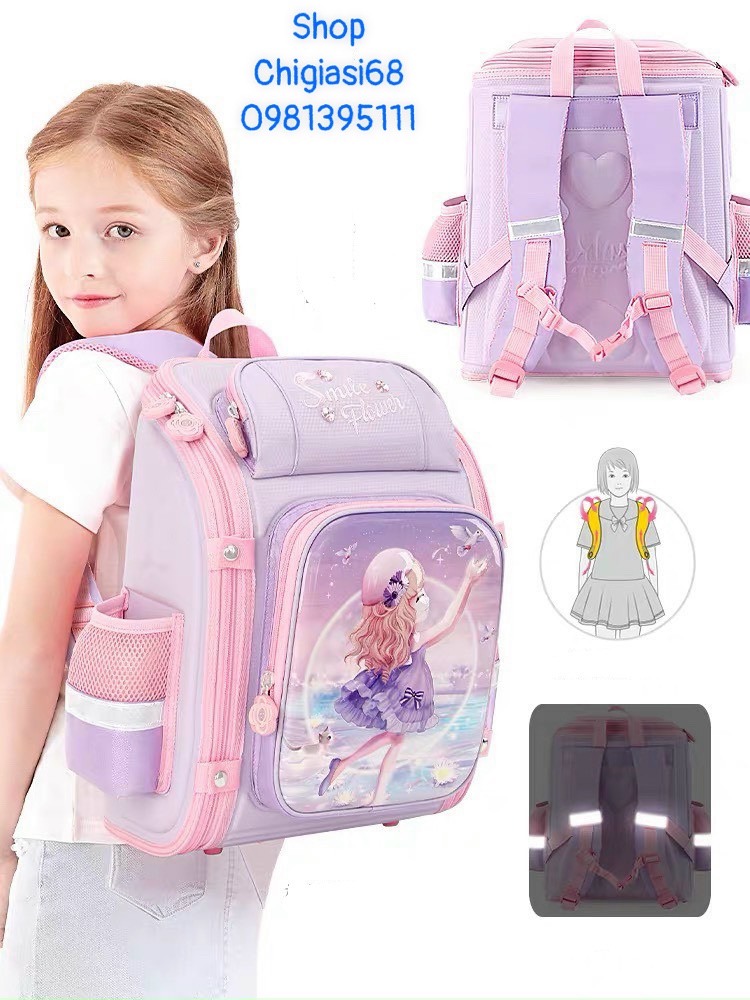 Balo Chống Gù A Mẫu Mới Cho Bé Gái Cấp 1