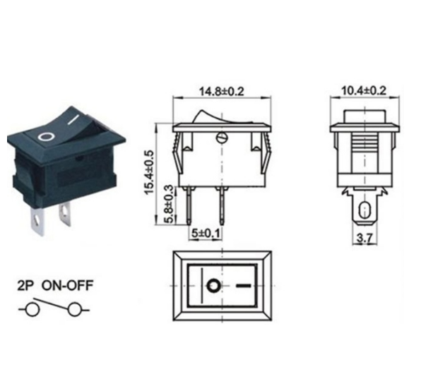 [ 3 CÁI ] Công tắc kcd11 10x15mm 2 vị trí on off 250v3a