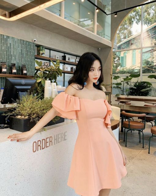 [HCM]Đầm dự tiệc trễ vai nhiều màu sang chảnh