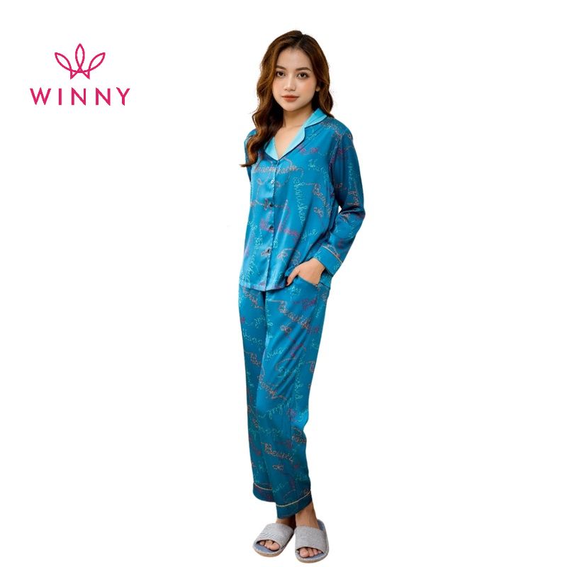 WINNY - Bộ đồ lụa tay dài quần dài mặc nhà 1MNSA21564D