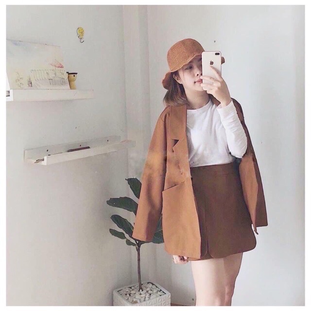 Áo vest blazer nâu tây