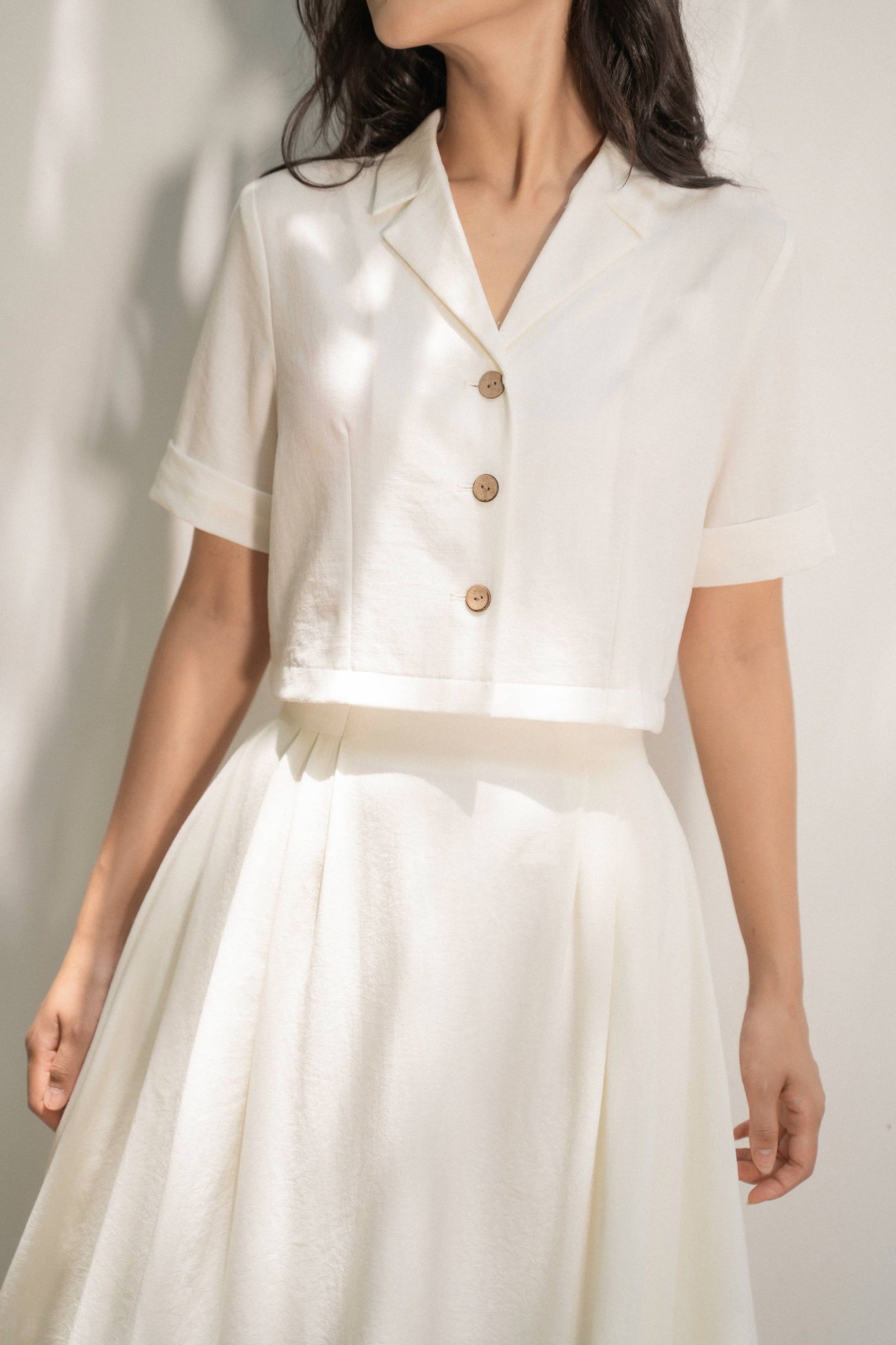 Áo 2 Ve Croptop Trắng[Madelen]