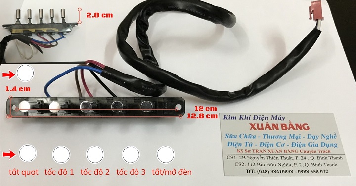 Công tắc máy hút mùi ( hút khói ) 3 tốc độ quạt