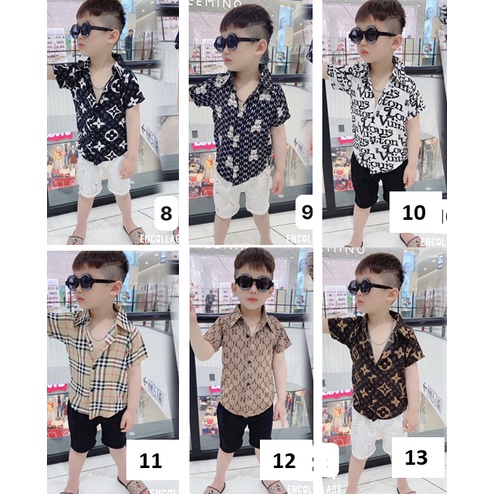 182 MÀU Áo sơ mi lụa ngắn tay cực chất cho bé trai - SMNT