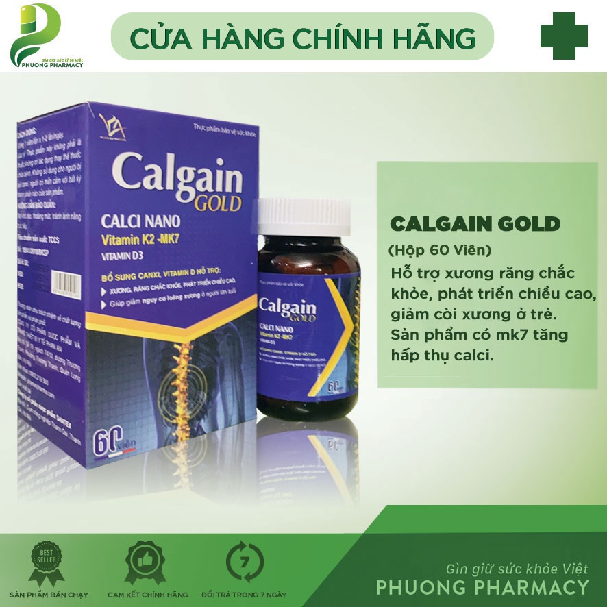 Calgain Gold bổ sung can xi vitamin D K2-MK7, Calgain Gold hỗ trợ xương chắc khỏe P201