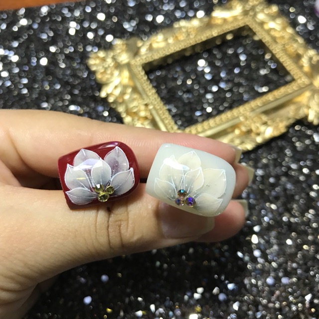 Hoa ẩn móng chân siêu xinh, hoa bột ẩn chân MOON NAIL