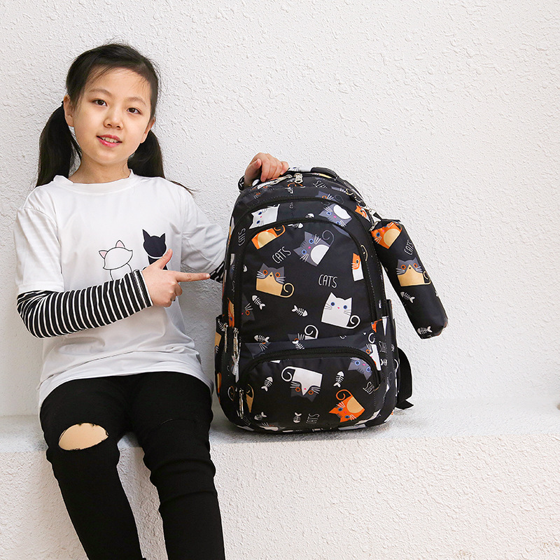 High-end backpack for girls, leisure backpack waterproof back bag for primary school students 2