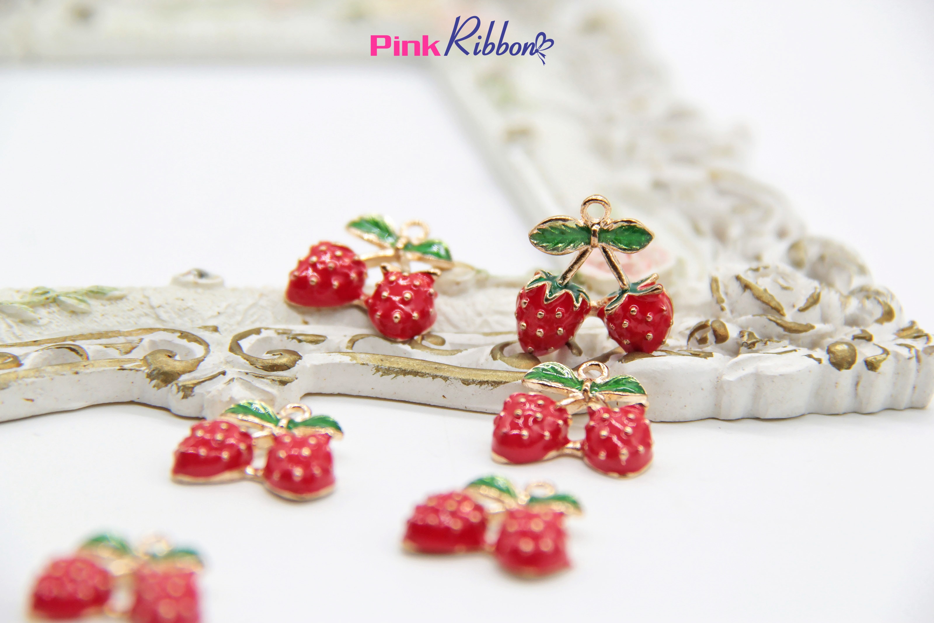 Charm chùm dâu tây cao cấp 1.7cm