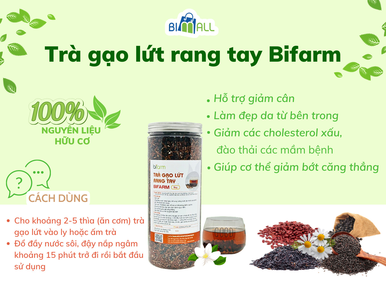 Trà gạo lứt rang tay_Hũ 900G