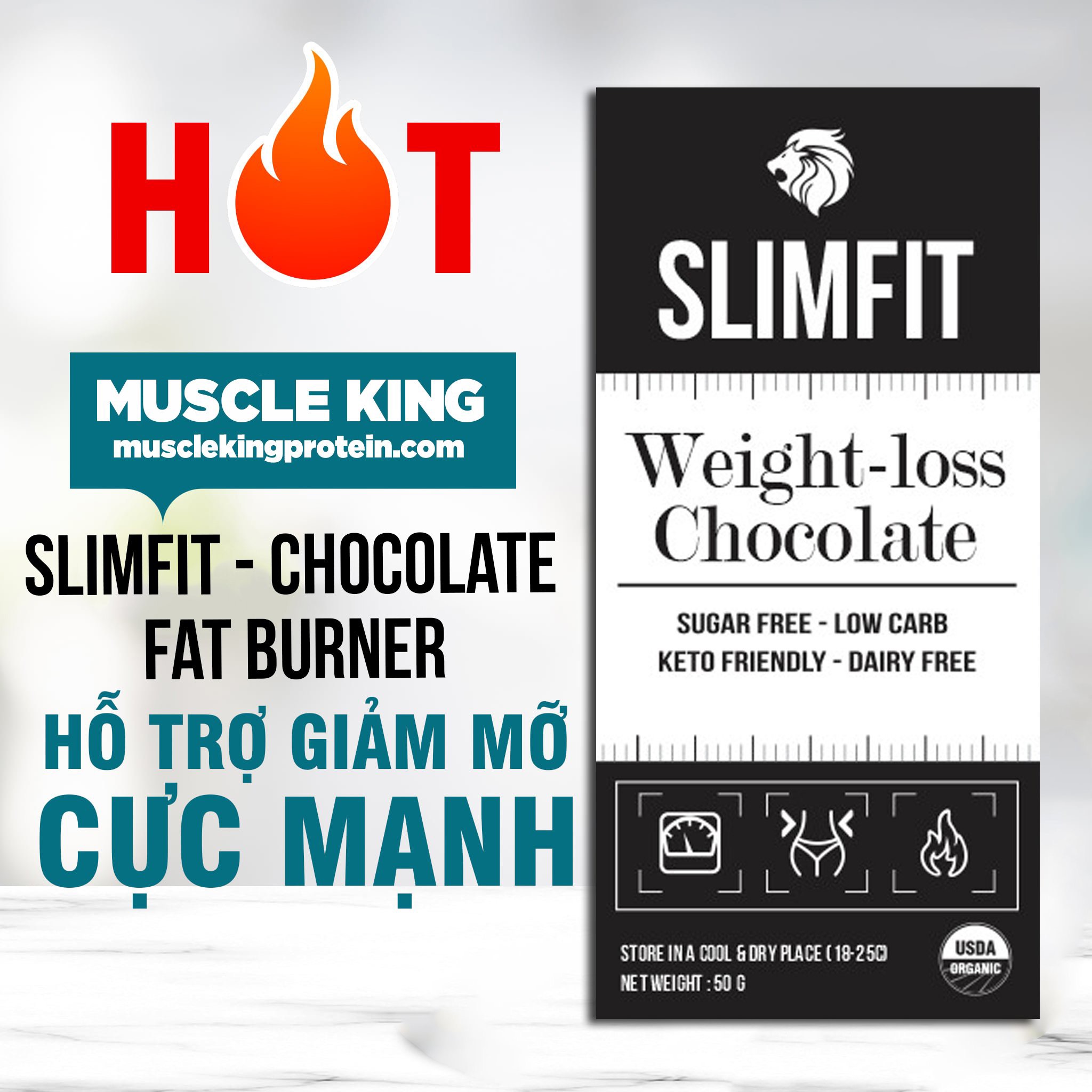 KẸO SOCOLA GIẢM CÂN SLIMFIT 50GRAM -15 SERVING