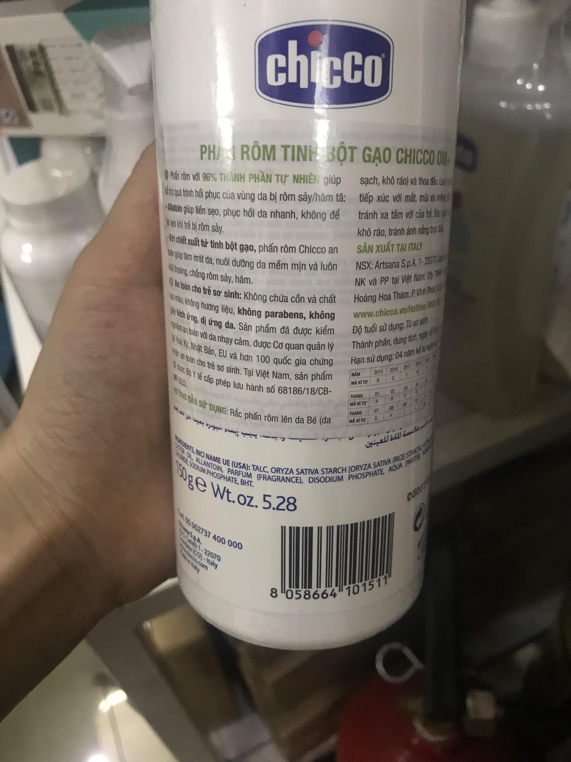 Phấn rôm tinh bột Gạo Chicco