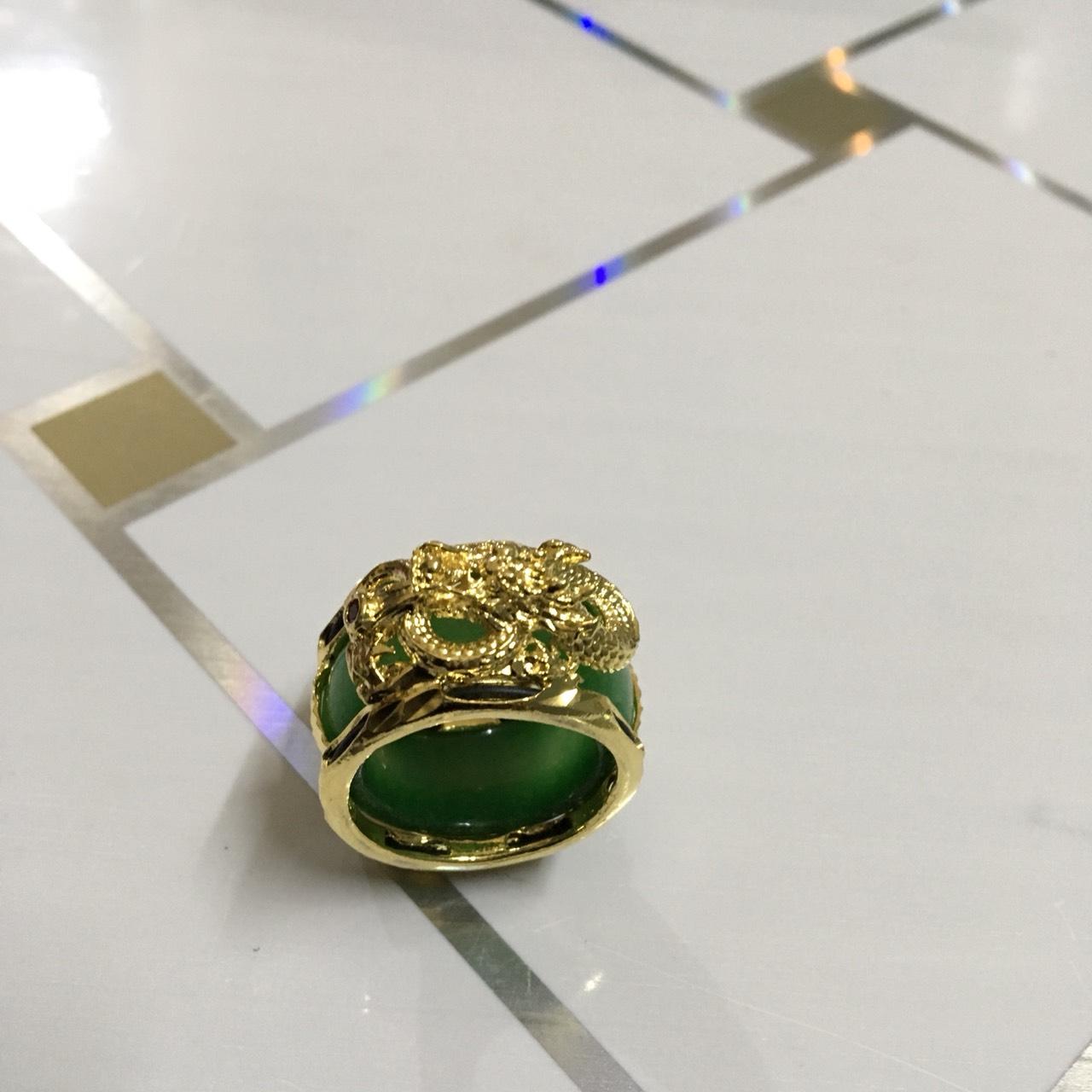 Nhẫn Ngọc Bích Rồng Vàng (xi vàng) Cao Cấp