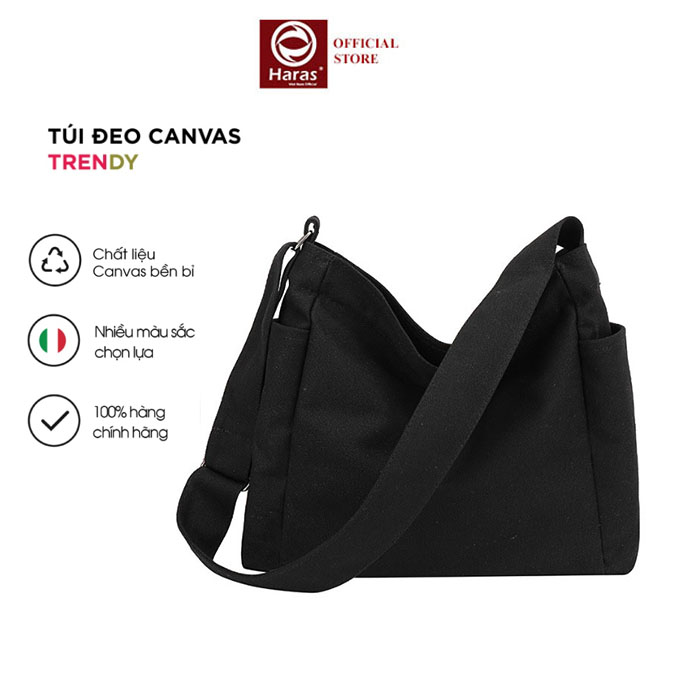Túi đeo chéo vải canvas thời trang hàn quốc haras hr301