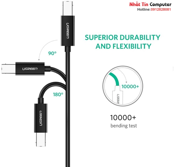 Cáp máy in USB 2.0 Type-C to USB Type-B dài 2M Ugreen 50446 (Màu đen)