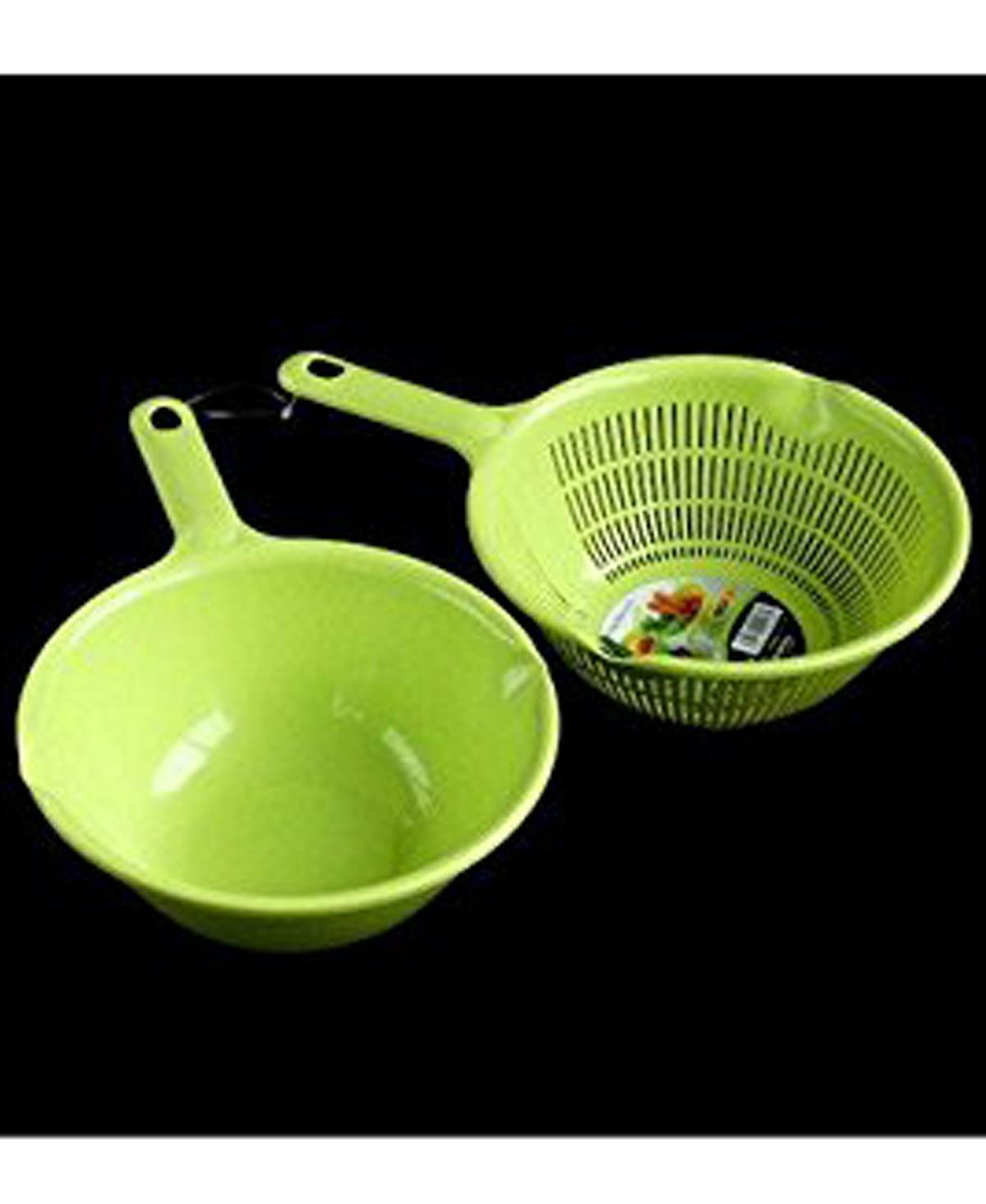 Bộ rổ và thau nhựa 1.2L SANADA có tay cầm màu xanh - Nội địa Nhật Bản